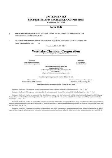 Thumbnail Westlake Corporation
 10-K Annual Report 2012