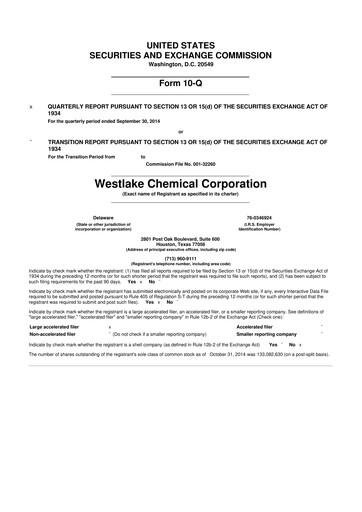 Thumbnail Westlake Corporation
 10-Q Quarterly Report FY2014 