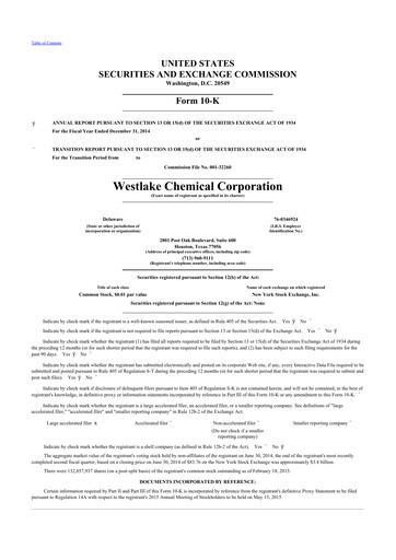 Thumbnail Westlake Corporation
 10-K Annual Report 2014