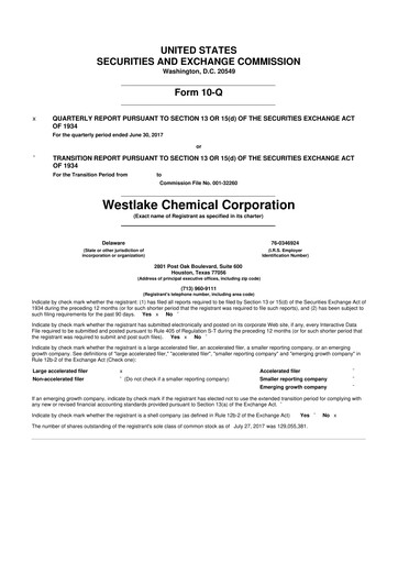 Thumbnail Westlake Corporation
 10-Q Quarterly Report FY2017 