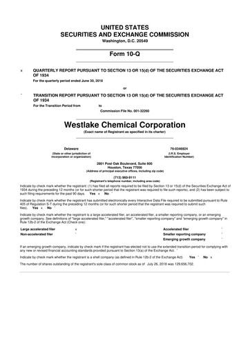 Thumbnail Westlake Corporation
 10-Q Quarterly Report FY2018 