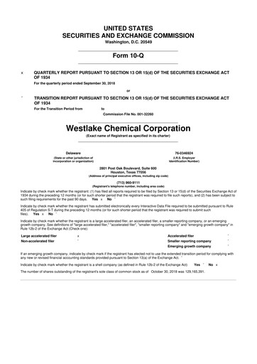Thumbnail Westlake Corporation
 10-Q Quarterly Report FY2018 