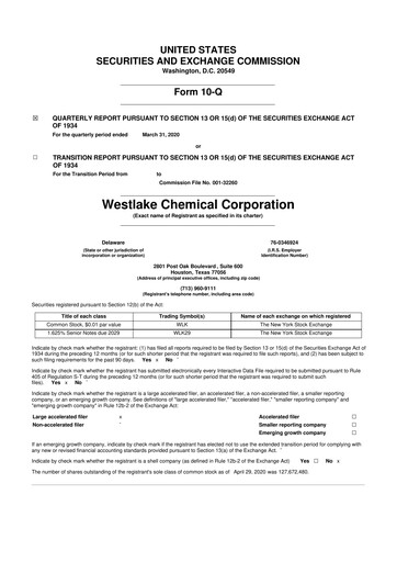 Thumbnail Westlake Corporation
 10-Q Quarterly Report FY2020 