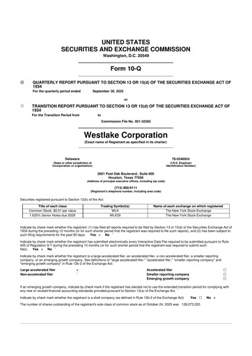 Thumbnail Westlake Corporation
 10-Q Quarterly Report FY2025 