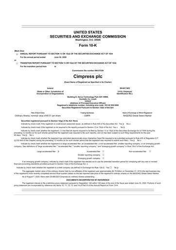 Thumbnail Cimpress 10-K Annual Report 2020