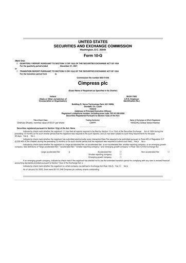 Thumbnail Cimpress 10-Q Quarterly Report FY2022 