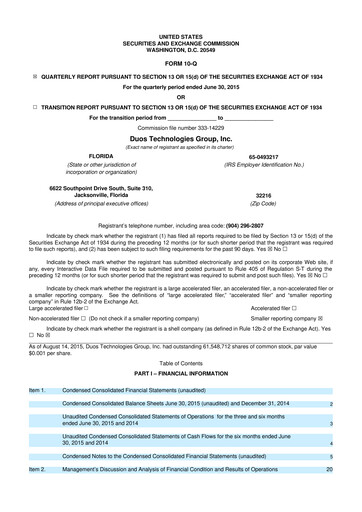 Thumbnail Duos Technologies Group 10-Q Quarterly Report FY2015 