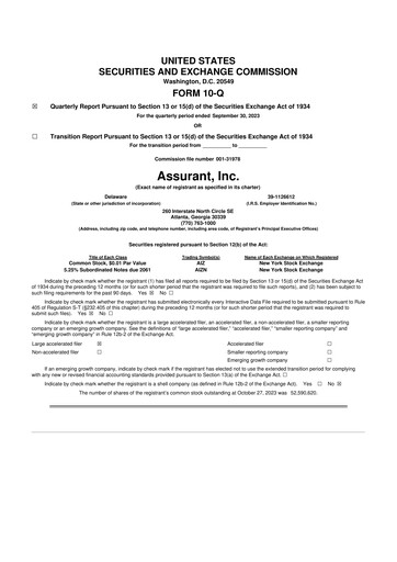 Thumbnail Assurant 10-Q Quarterly Report FY2023 