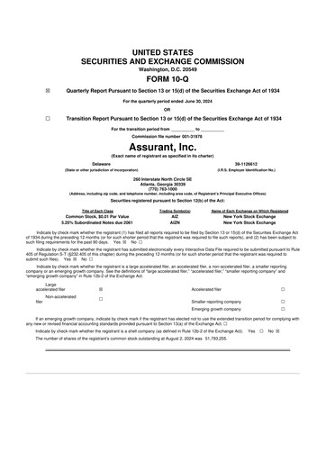 Thumbnail Assurant 10-Q Quarterly Report FY2024 