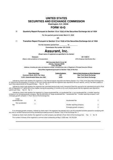 Thumbnail Assurant 10-Q Quarterly Report FY2025 