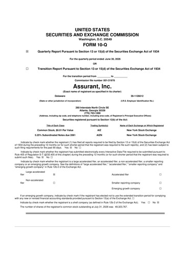 Thumbnail Assurant 10-Q Quarterly Report FY2026 