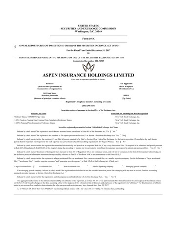 Thumbnail Aspen Insurance 10-K Annual Report 2017