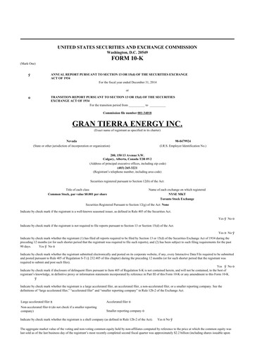 Thumbnail Gran Tierra Energy 10-K Annual Report 2014