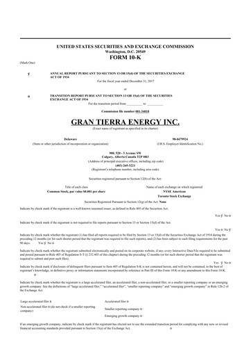 Thumbnail Gran Tierra Energy 10-K Annual Report 2017