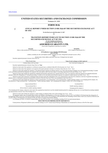 Thumbnail Assured Guaranty 10-K Annual Report 2017