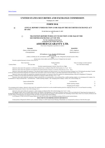 Thumbnail Assured Guaranty 10-K Annual Report 2019