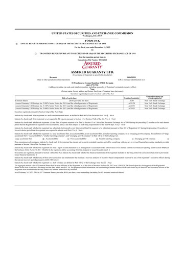 Thumbnail Assured Guaranty 10-K Annual Report 2022