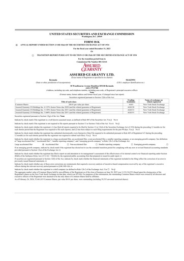 Thumbnail Assured Guaranty 10-K Annual Report 2023