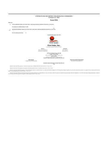 Thumbnail First Solar
 10-K Annual Report 2010