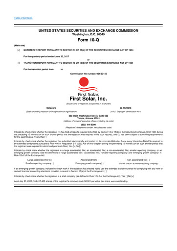 Thumbnail First Solar
 10-Q Quarterly Report FY2017 
