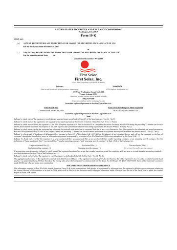 Thumbnail First Solar
 10-K Annual Report 2017