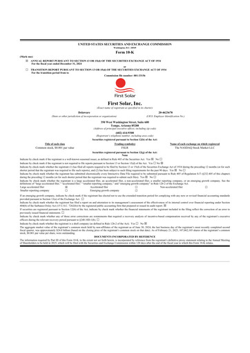 Thumbnail First Solar
 10-K Annual Report 2024