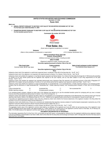 Thumbnail First Solar
 10-K Annual Report 2025