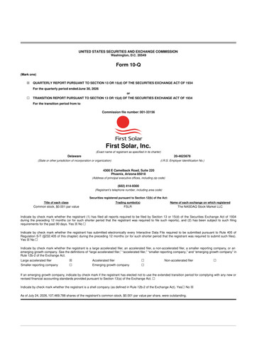 Thumbnail First Solar
 10-Q Quarterly Report FY2026 