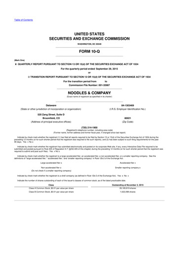 Thumbnail Noodles & Company 10-Q Quarterly Report FY 