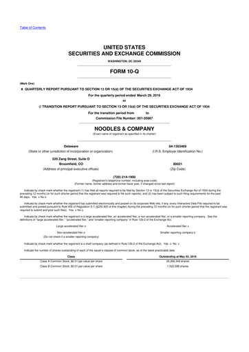 Thumbnail Noodles & Company 10-Q Quarterly Report FY 