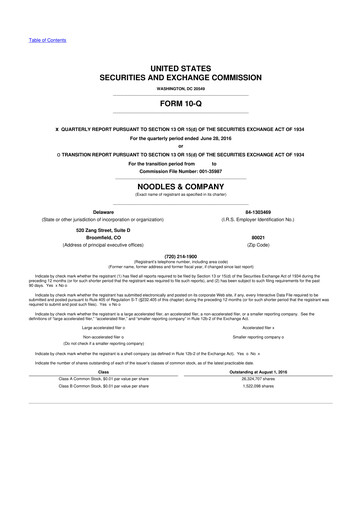 Thumbnail Noodles & Company 10-Q Quarterly Report FY 