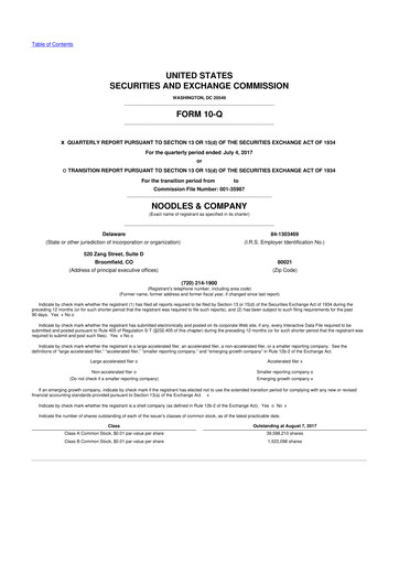 Thumbnail Noodles & Company 10-Q Quarterly Report FY 