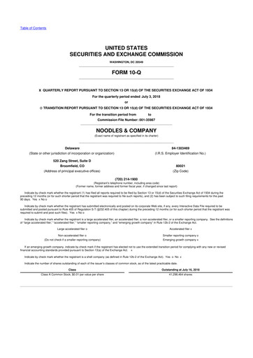 Thumbnail Noodles & Company 10-Q Quarterly Report FY 