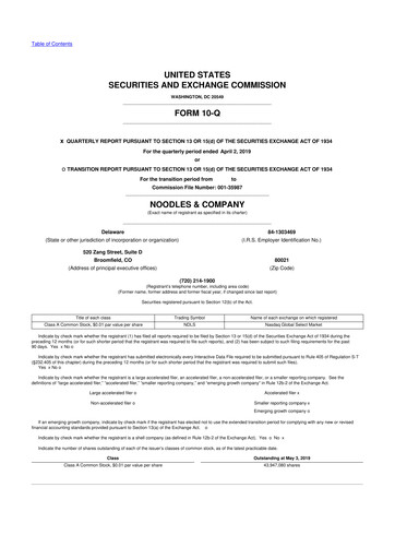 Thumbnail Noodles & Company 10-Q Quarterly Report FY 