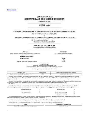 Thumbnail Noodles & Company 10-Q Quarterly Report FY 