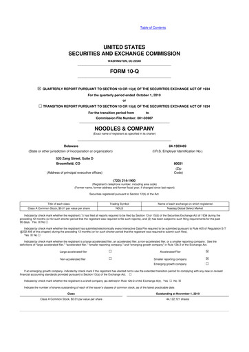 Thumbnail Noodles & Company 10-Q Quarterly Report FY 