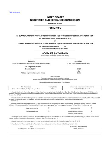 Thumbnail Noodles & Company 10-Q Quarterly Report FY 