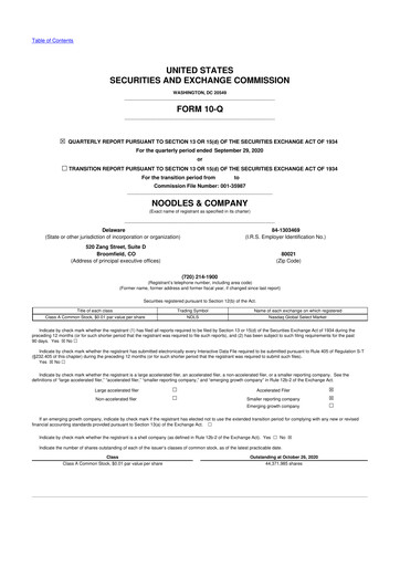 Thumbnail Noodles & Company 10-Q Quarterly Report FY 