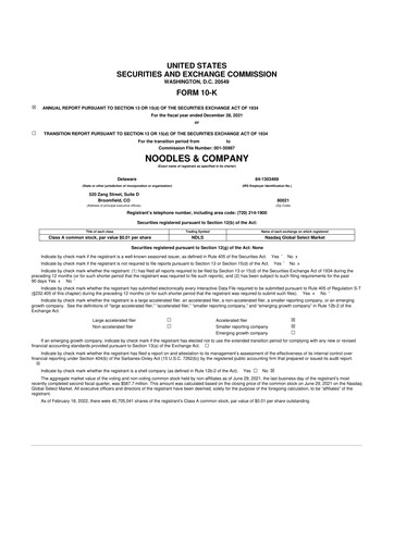 Thumbnail Noodles & Company 10-K Annual Report 