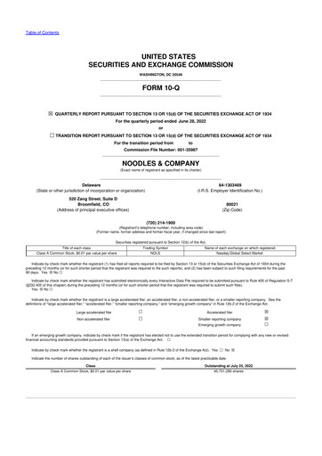 Thumbnail Noodles & Company 10-Q Quarterly Report FY 