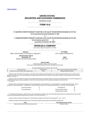 Thumbnail Noodles & Company 10-Q Quarterly Report FY 