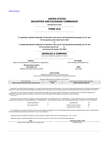 Thumbnail Noodles & Company 10-Q Quarterly Report FY 