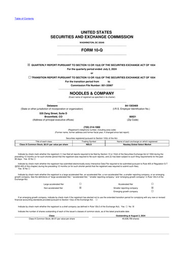 Thumbnail Noodles & Company 10-Q Quarterly Report FY 