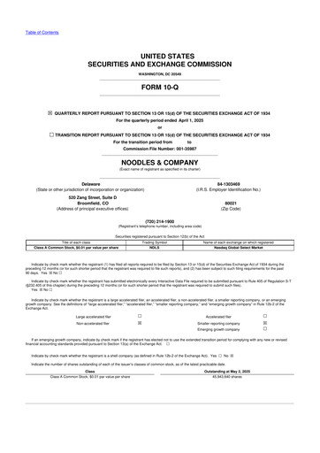 Thumbnail Noodles & Company 10-Q Quarterly Report FY 