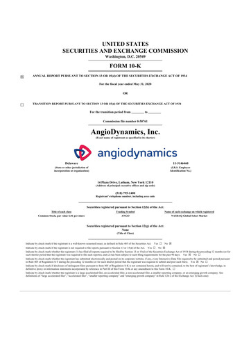 Thumbnail AngioDynamics 10-K Annual Report 2020
