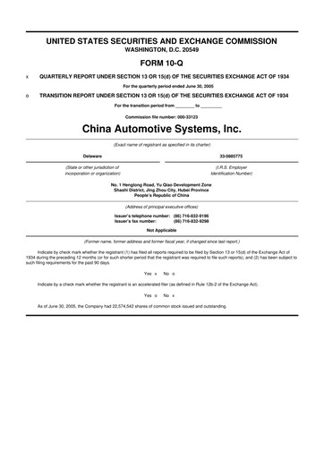 Thumbnail China Automotive Systems 10-Q Quarterly Report FY 
