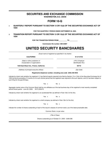 Thumbnail United Security Bancshares 10-Q Quarterly Report FY 