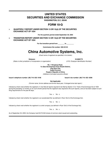 Thumbnail China Automotive Systems 10-Q Quarterly Report FY 