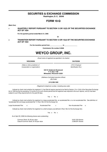 Thumbnail Weyco Group 10-Q Quarterly Report FY 