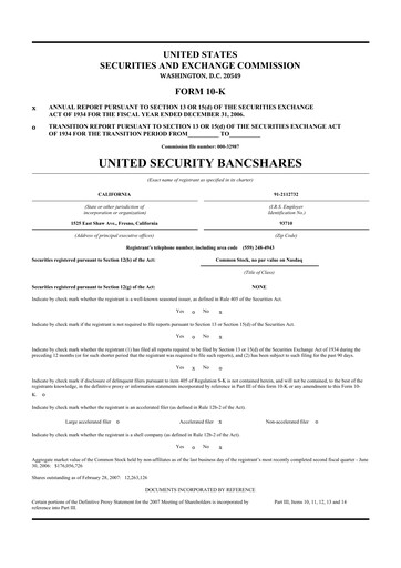 Thumbnail United Security Bancshares 10-K Annual Report 